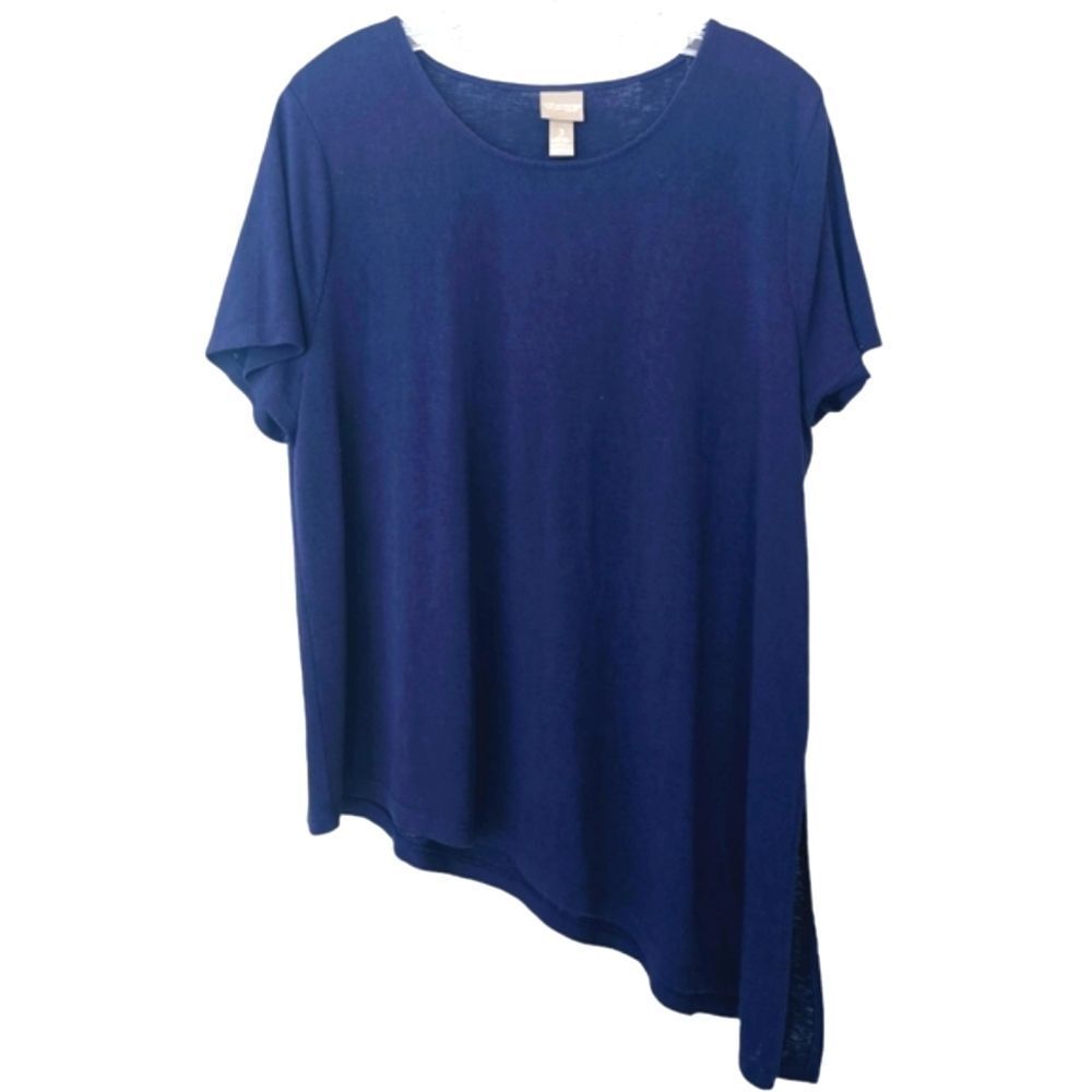 Chico's -1656 Short Sleeve Asymmetrical T-shirt in Navy‎ Women's size 3 / XL